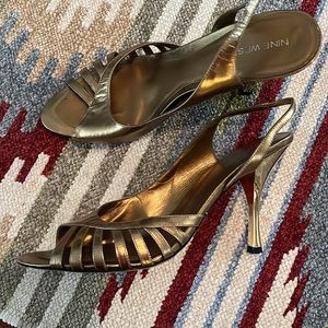 Nine West Bronze and Gold Dress Sandals